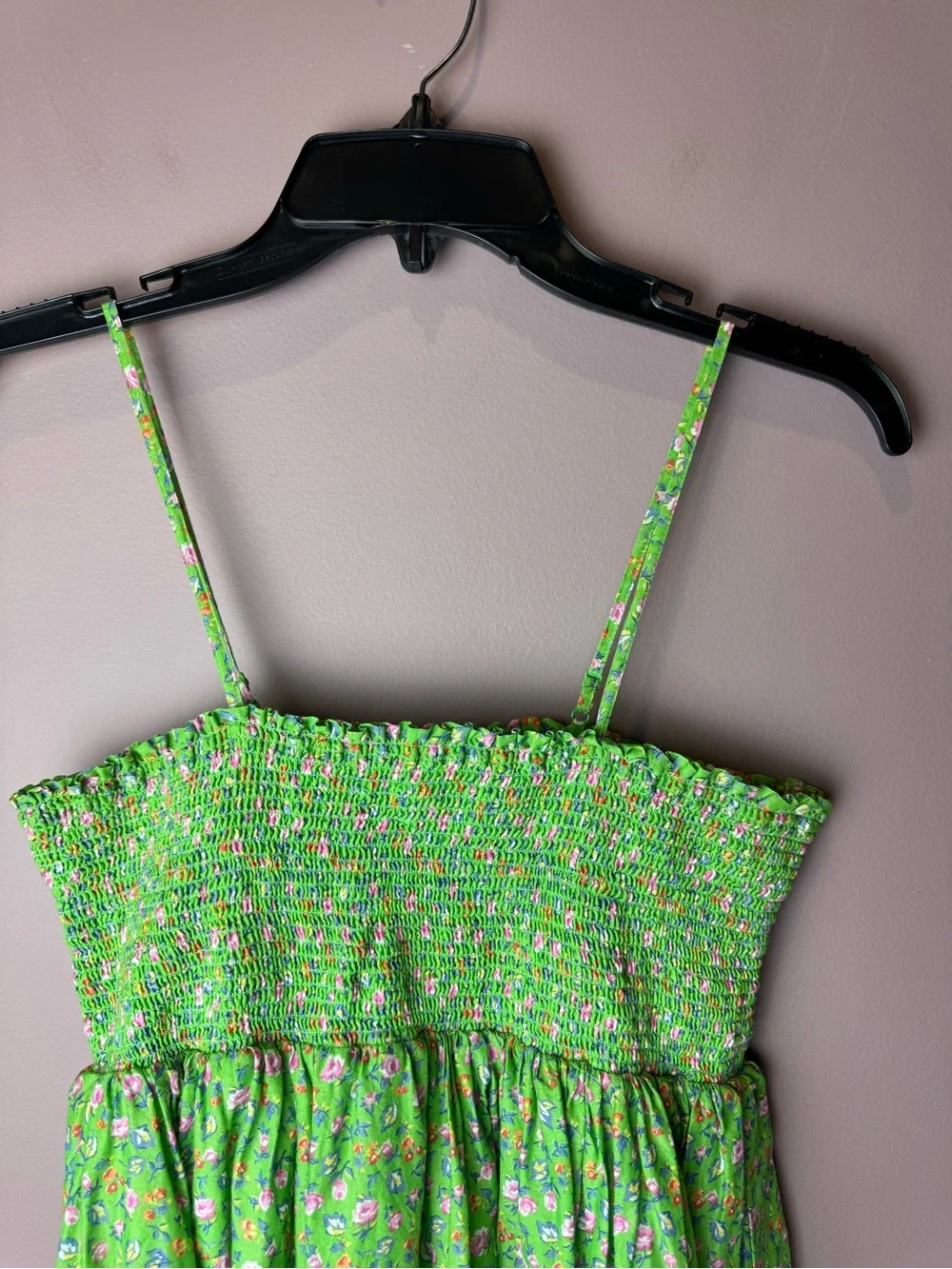 Ralph Lauren Smocked Green Sun Dress Floral Girls 16